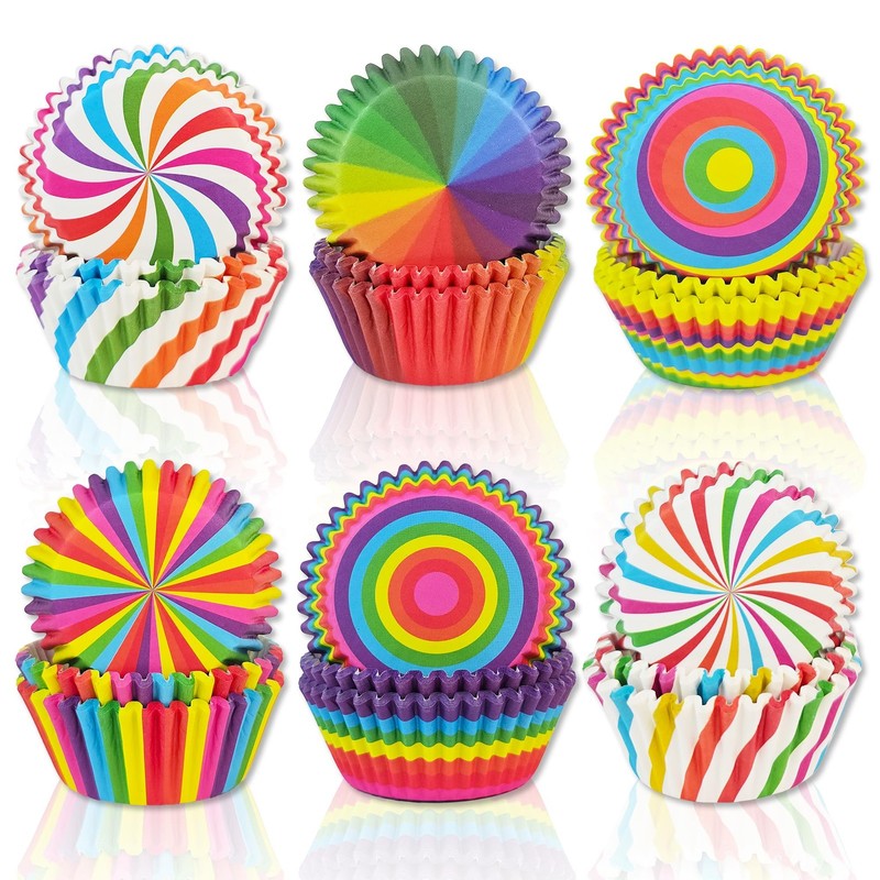 Jumbo Cupcake Muffin Liners – 300 Count Rainbow Large Baking Cup Cake Liners Pap