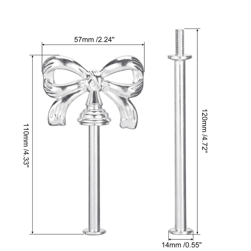 2 Set 3-Tier Cupcake Stand Hardware Fittings for Cake Stand Bow-Knot Silver gallery