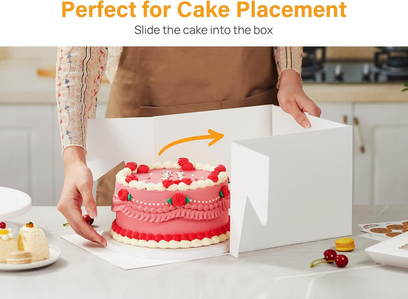 Kootek 15Pcs Cake Boxes, 10X10X8 Inches Tall Cake Box with Window, White Bakery gallery
