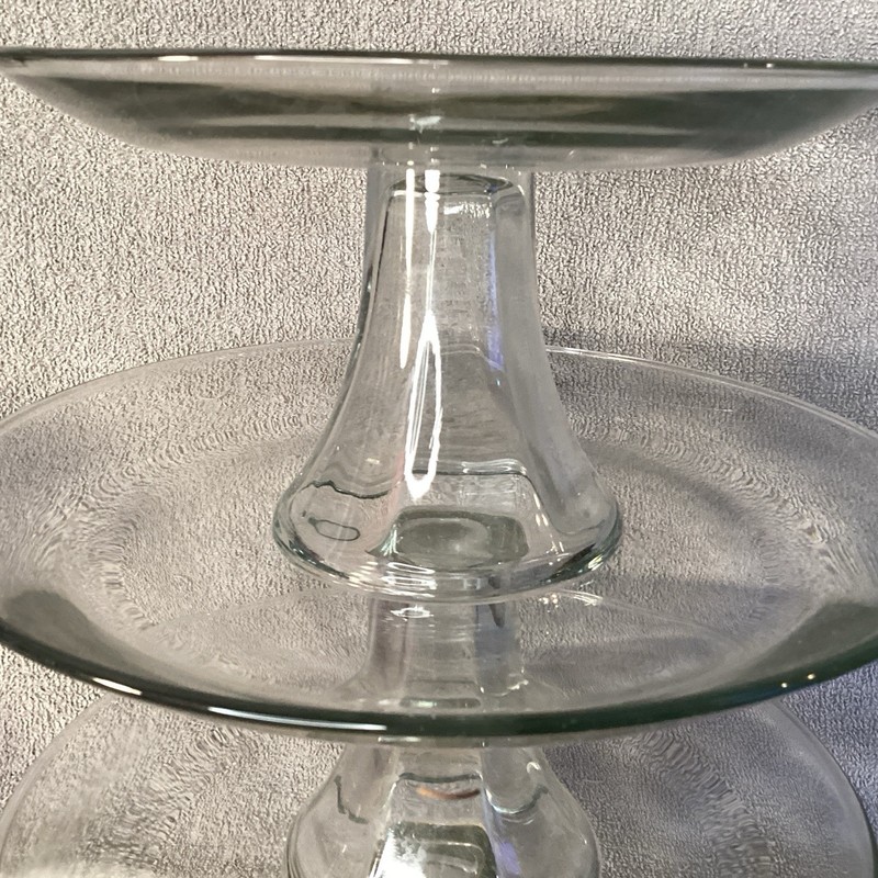 Anchor Hocking Presence 3 tiered glass platter set (HAS 10” BASE INSTEAD OF 13”) gallery