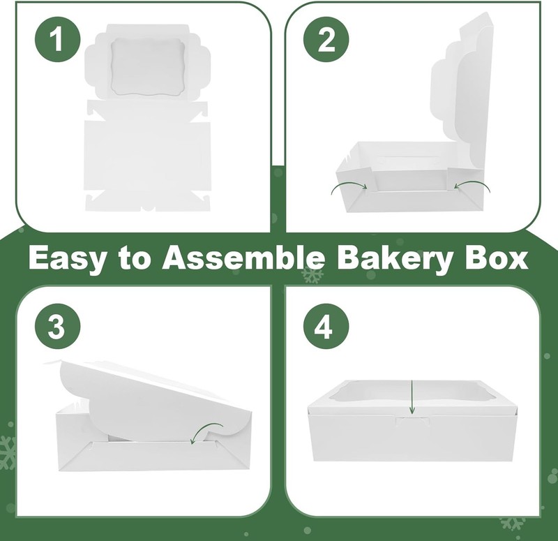 20pcs 8x6x2.5 Inch White Bakery Boxes Cookie Boxes with Window Treat Boxes De... gallery