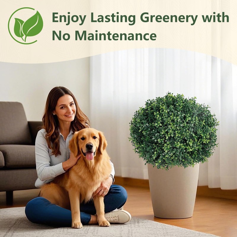 Jozhenju Artificial Boxwood Topiary Balls Set Of 2 Uv Resistant Faux Boxwood gallery