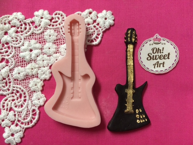Electric Guitar Silicone Mold Food Safe wedding Cake Decoration Cupcake (FDA)