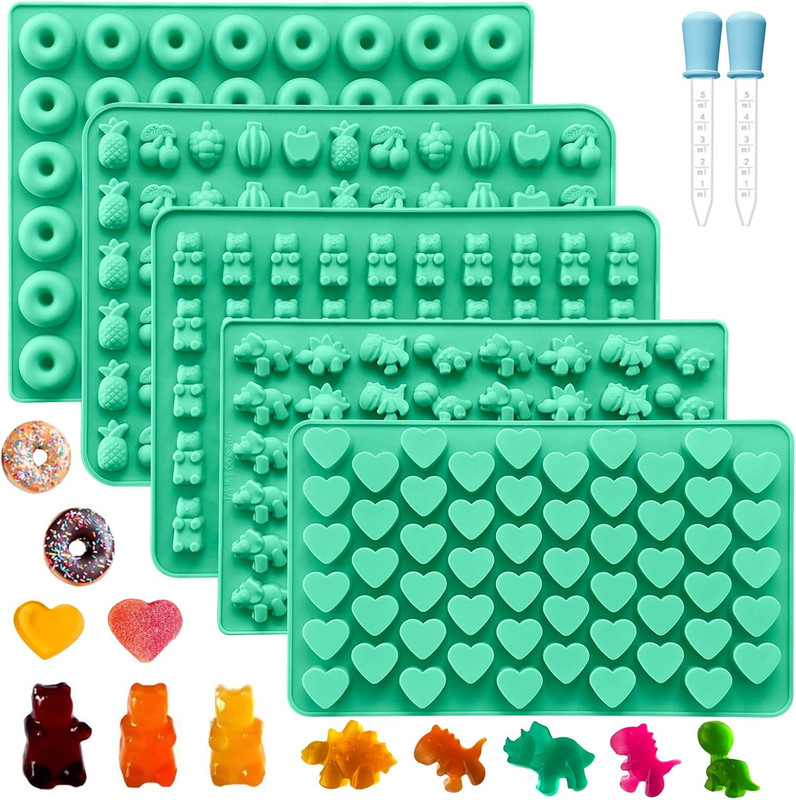 Silicone Gummy Molds Set of 5, Candy Molds Silicone with 2 Droppers for Conveni gallery