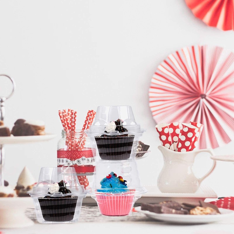 150 Pack Individual Cupcake Containers Plastic Cupcake Boxes Cupcake Holders Sta gallery