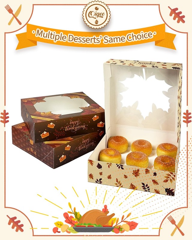 30 PCS Thanksgiving Cookie Boxes With Window Fall Treat Bakery 10x10x2.5 Inch gallery