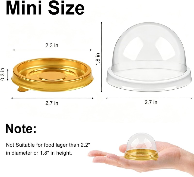 50 Pack Mini Cake Containers, Clear Plastic Small Cupcake Boxes with Dome Lid... gallery