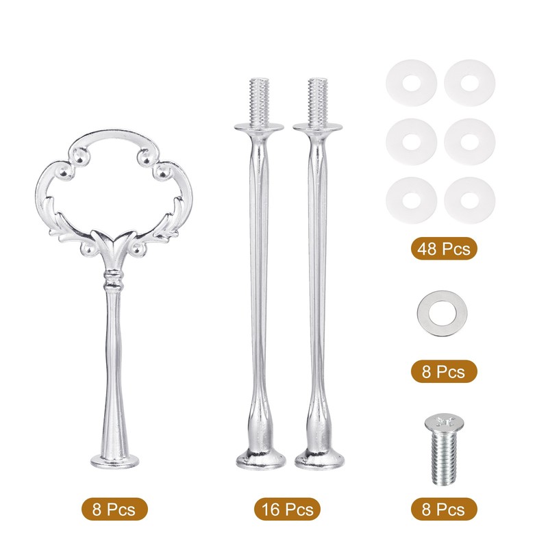 8 Set Cake Tray Stand Handle Plate Hardware 3-Tiers Mini Sunflower Silver gallery