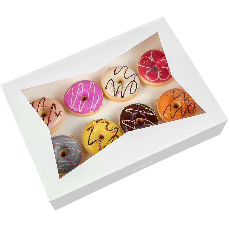 8-PACK White Pastry Bakery Box 16x11x2.75inch,Large Donuts,Muffins,Cookies Bo…