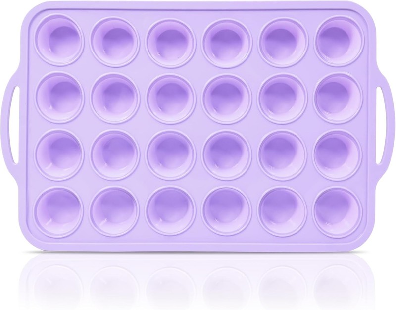 Mini Silicone Muffin Pan with Metal Frame, Non Stick Silicone Cupcake Pan with