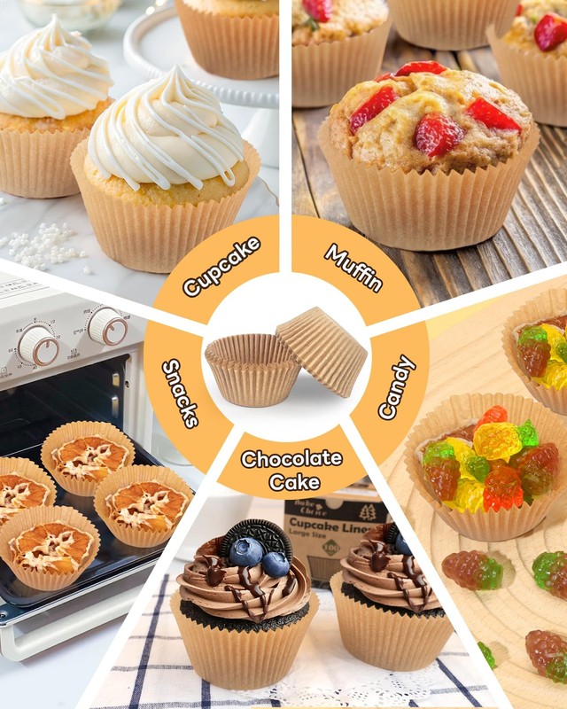 Bake Choice 100 Jumbo Unbleached Greaseproof Parchment Muffin & Cupcake Liners gallery
