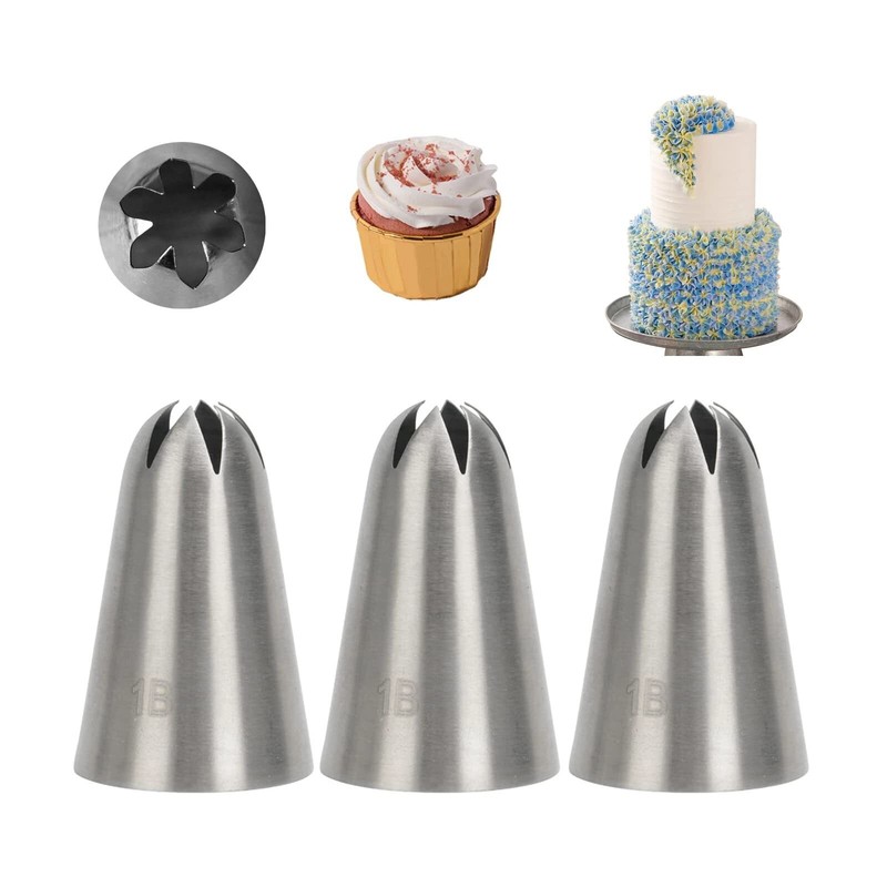 3PCS 1B Piping Tip Set Extra Large Drop Flower Cake Frosting Decorating Tips