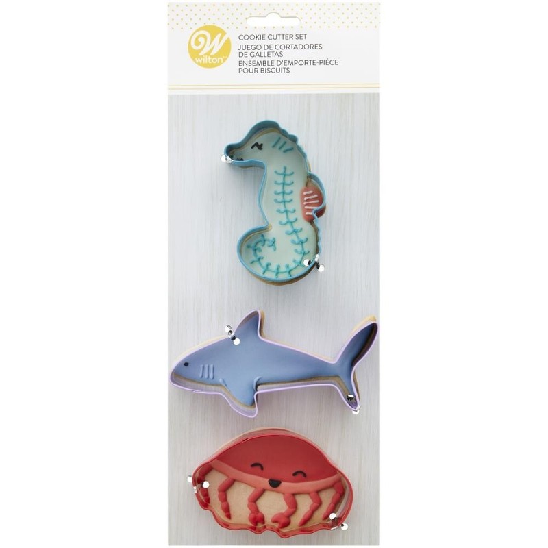 Wilton Painted Metal Cookie Cutter Set Under the Sea Horse Shark Crab