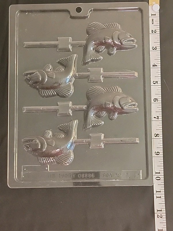Lot of 2 Fish Trout Bass Man Birthday Party Lollipop Chocolate Candy Mold gallery