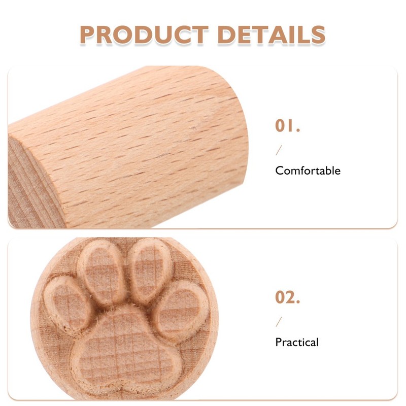 2Pcs Wooden Animal Paw Print Stamps for Baking Mooncake Dough Press Tools gallery