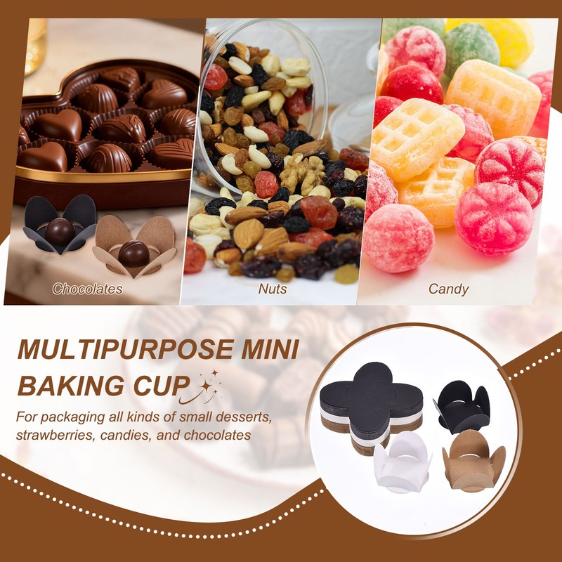 220Pcs Truffle Wrappers, Mini Cupcake Liners Chocolate Cups Liners, White/Brown gallery