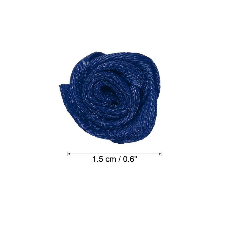 30Pcs Mini Satin Ribbon Roses Fabric Flowers Embellishments Rosettes Navy Blue gallery