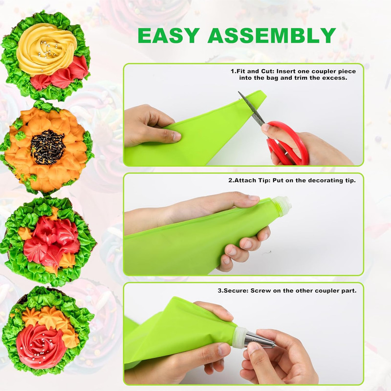 35Pcs Piping Bags and Tips Set with 24 Piping Tips,2 Reusable Pastry Bags 12 Inc gallery