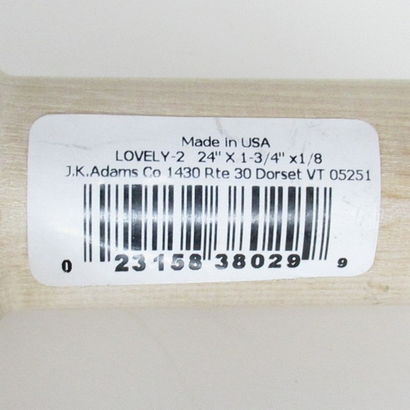 J.K. Adams Lovely-2 Hardwood Rolling Pin 24" x 1-3/4" x 1/8" USA Made Baking NWT gallery