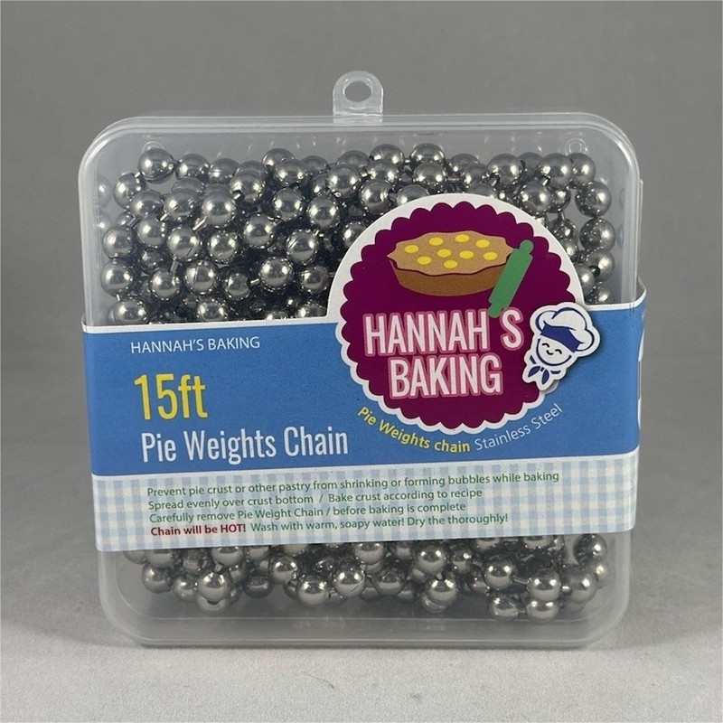 Hannah’s Baking Stainless Steel Pie Weights Chain 15ft Silver Dishwasher Safe
