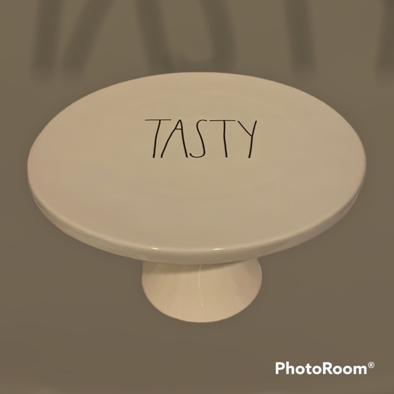 Rae Dunn TASTY Cake Stand 7” High 12” Round gallery