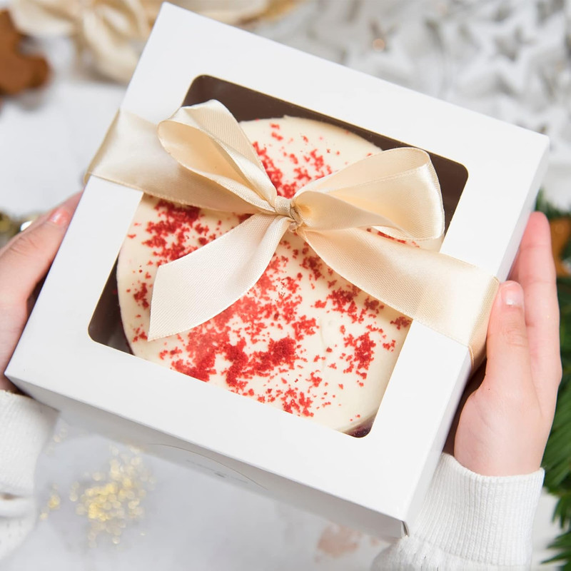 40Pcs Cake Boxes, 10X10X5 Inch White Bakery Boxes with Window for Valentine'S Da gallery