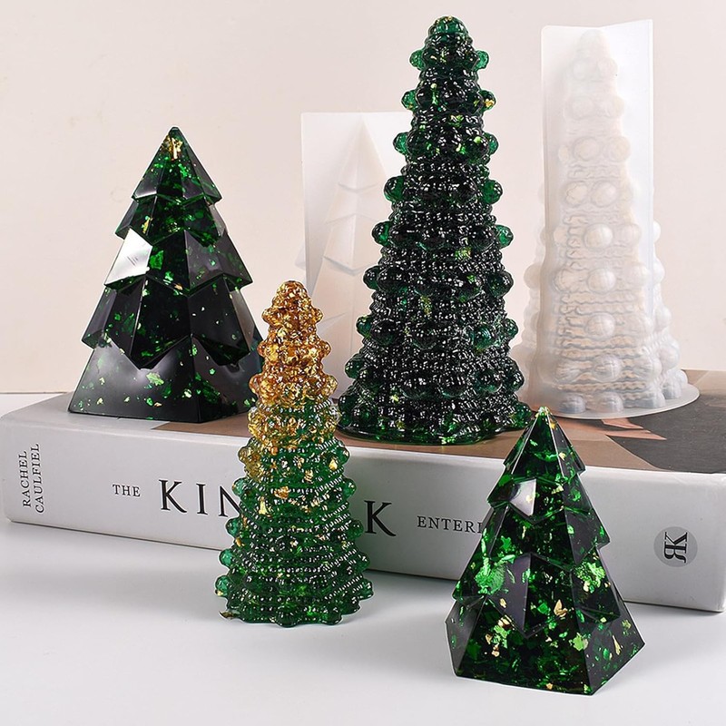 4Pcs 3D Christmas Tree Silicone Molds for Candle Soap Resin Fondant Crafts gallery