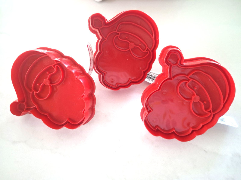 Celebrate It Christmas Santa Cookie Cutter Stamper Set of 3 Red Plastic New gallery