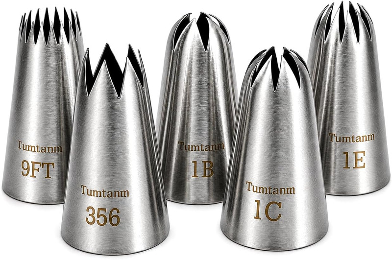 5 Pack Extra Large Piping Nozzles, 9FT 1B 1C 1E 356# Seamless Stainless Steel