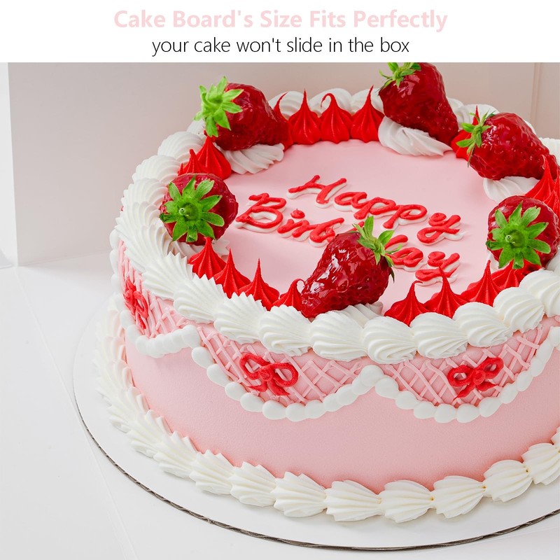 3 Pack Cake Boxes, 10x10x8 Inches Tall Cake Box with Cake Boards, White Baker... gallery