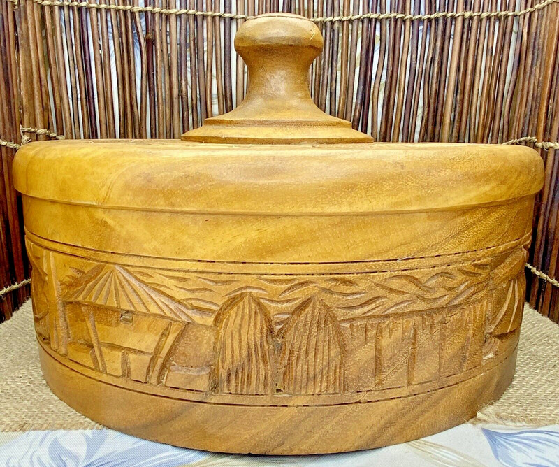 VT Monkey Pod Wood Cake Dome Cover The Hardwood Factory Kauai Hawaii Hand Carved gallery