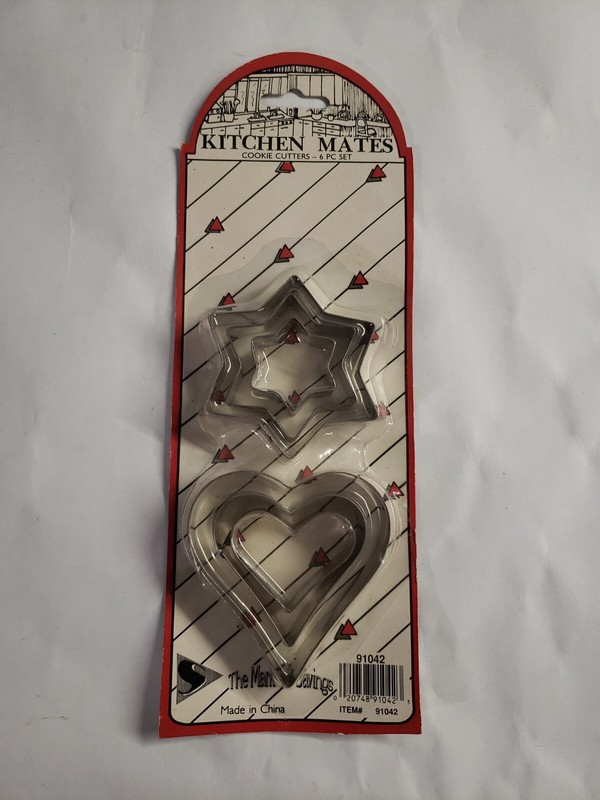 Cookie cutters Heart and Star Stainless Steel Kitchen Mates 6 piece NEW NOS