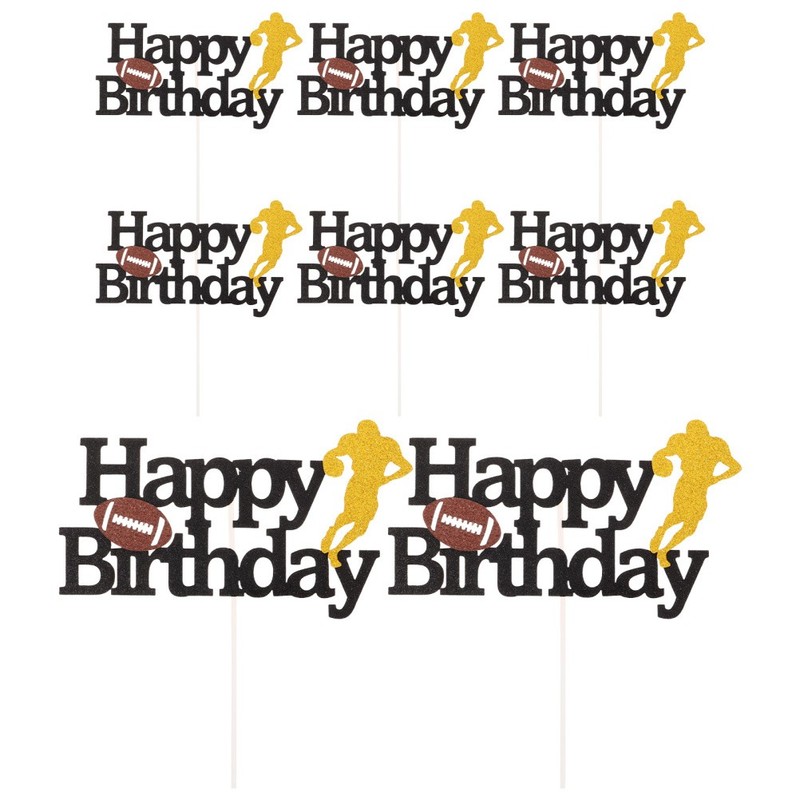 8 Pcs Rugby Cake Decoration American Football Birthday Cupcake Toppers gallery