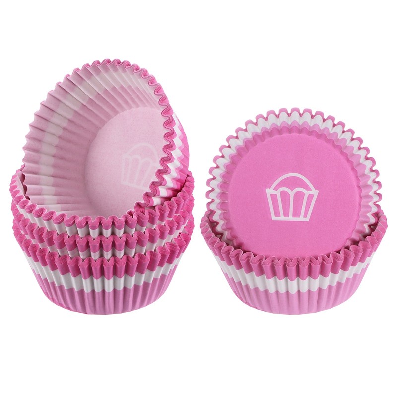 100-Pack Standard Cupcake Liners, Cupcake Wrappers for Wedding/Party[Pink/White]