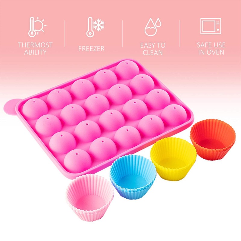 Cake Pop Maker Kit with 2 Silicone Mold Sets with 3 Tier Cake Stand, Chocolat... gallery
