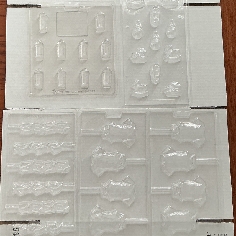 Lot of 5 Wilton Baby Shower Clear Plastic Chocolate Molds