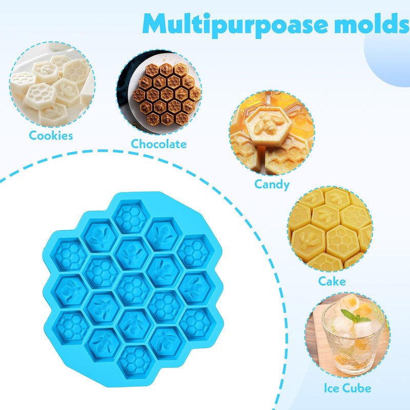 Versatile Honey Comb Silicone Mold, 19 Cavity Bee Silicone Mold for Baking, R... gallery