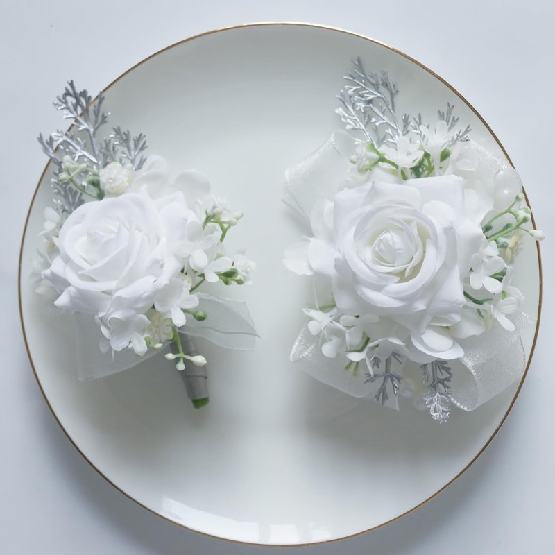 Mafeloe Boutonniere Corsage Set Artificial Flowers Accessories For Wedding Prom gallery