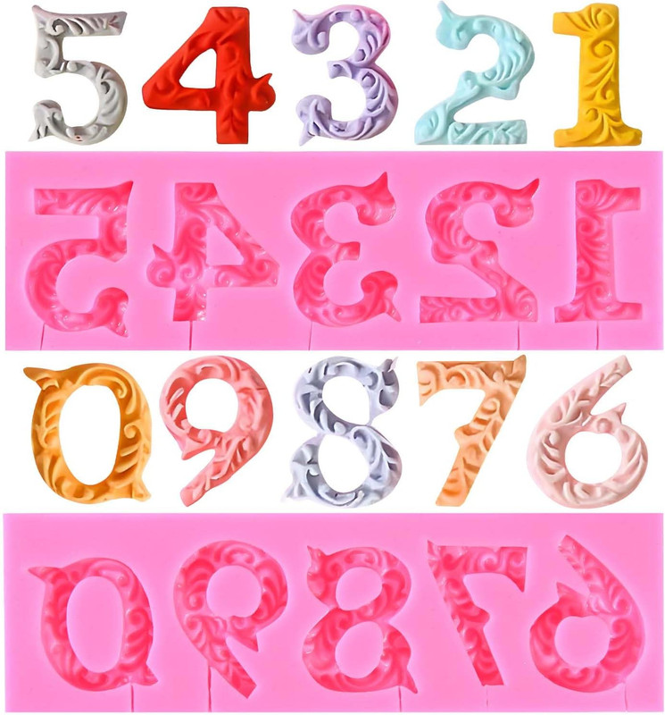 Silicone Number 0-9 3D Embossed Fondant Chocolate Mold with Stick Hole for Birth gallery