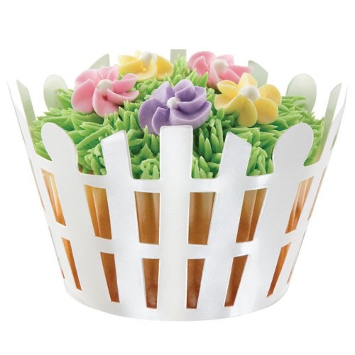 Wilton Cupcake Wrap White Picket Fence & Eggs Decorating Kit Set of 12