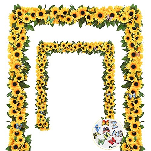 2 Pack Artificial Sunflower Garland Decor, Sunflower Vines Hanging 2 Pc Yellow gallery