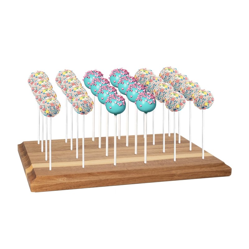 Acacia Wood Cake Pop Holder Stand for Drying 24 Holes Wooden Lollipop Display…