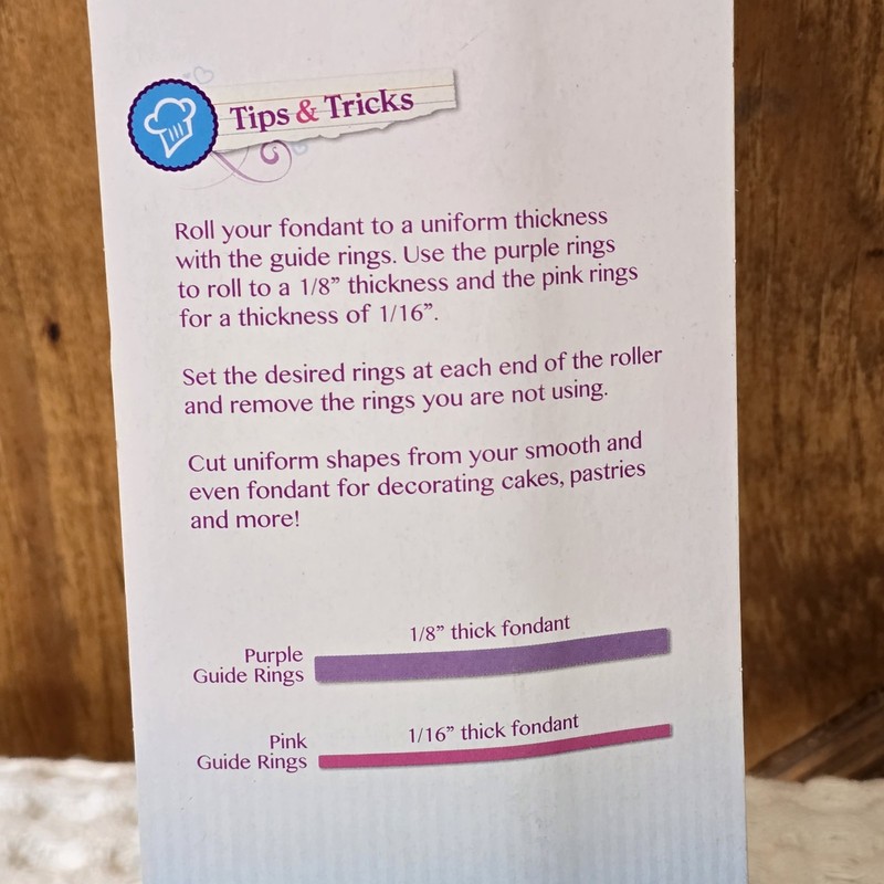 Artskills Baked With Love 9" Fondant Rolling Pin Guide Pings Cake Decorating NEW gallery