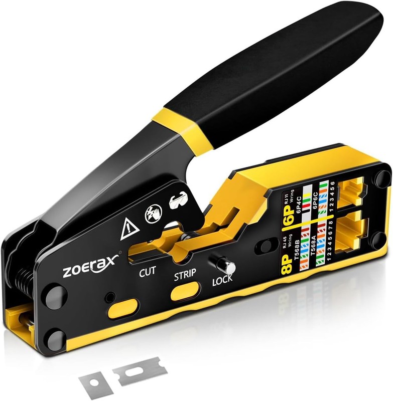 RJ45 Crimping Tool Ethernet Crimp Tool Crimper for RJ11/RJ12 Standard, RJ45 Pass