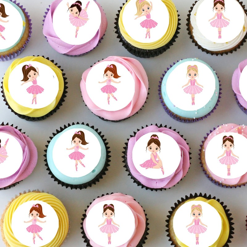 Ballerina Ballet Dance Pre-cut Mini Edible Icing Cupcake or Cookie Toppers