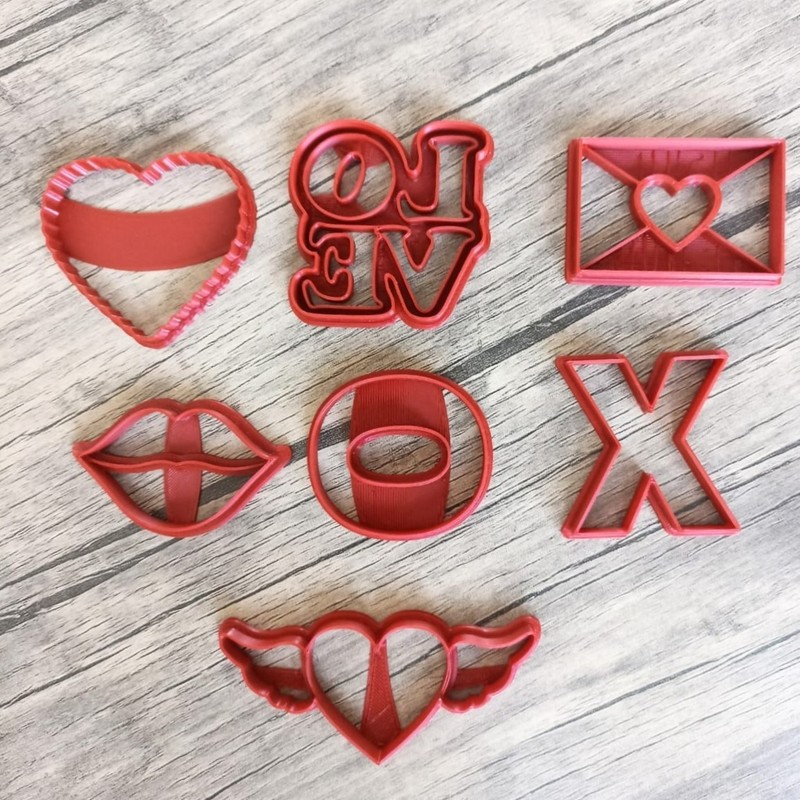 Valentine Cookie Cutter Set Heart Shape Biscuit Fondant Stamp Embosser