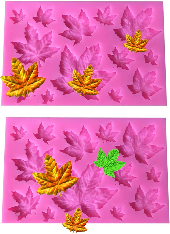 2 PCS Maple Leaf Silicone Mold Fondant Mold, Resin Sugarcraft Mold for Cupcake C gallery