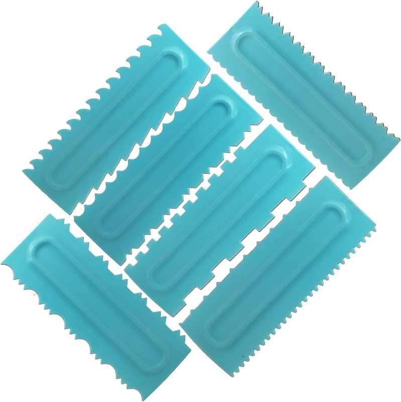 Juego de 6 raspadores y pulidores para pasteles, peines para decorar, azul gallery