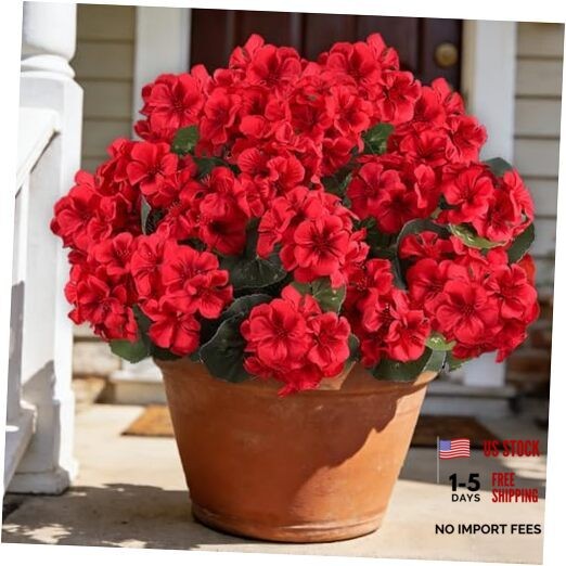 Artificial Flowers for Outdoors, 6 Bundles Realistic Silk Fake 6PCS Red