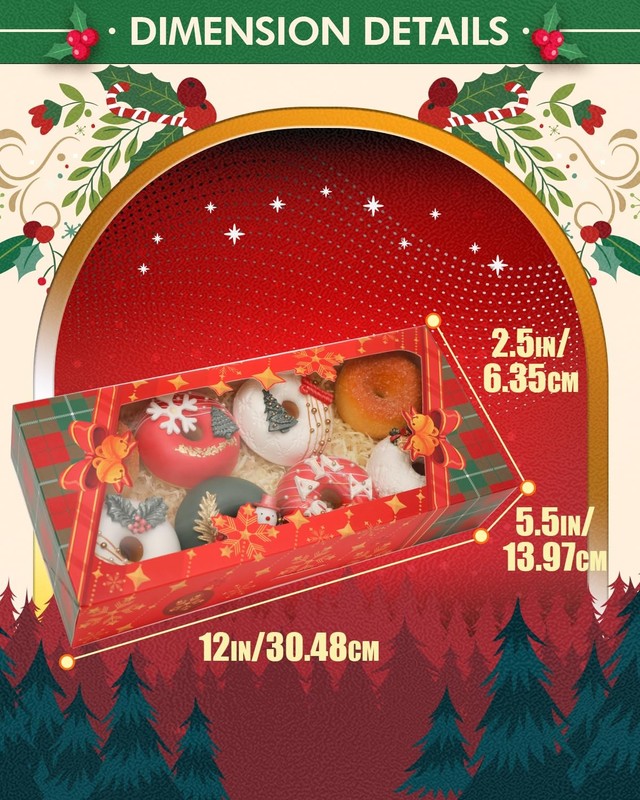 Christmas 12Packs Cookie Box with Window 12x5.5x2.5 Inch Two Uses Pastry Bisc... gallery